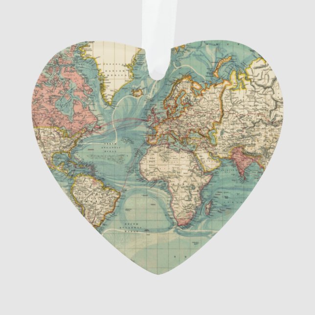 Vintage World Map Ornament (Back)
