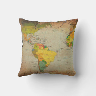 Vintage World Map Pillow