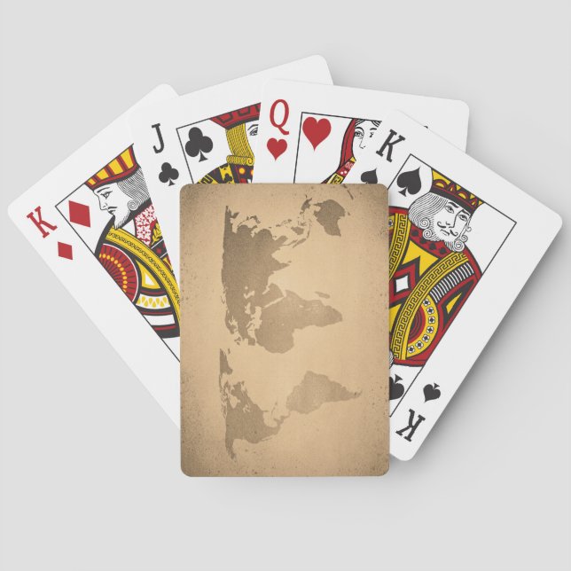 Vintage world map playing cards (Back)