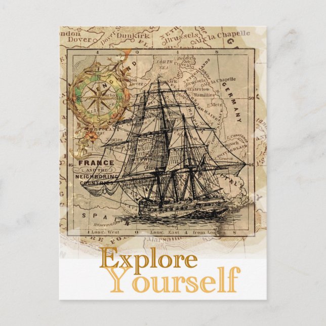 Vintage World Map Postcard (Front)