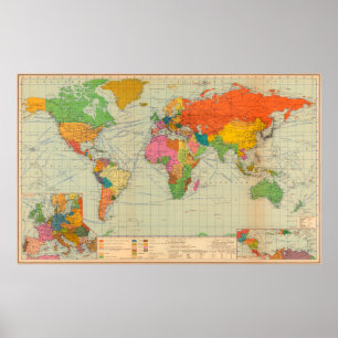 Vintage world map poster