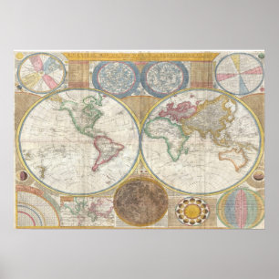 Vintage world map poster