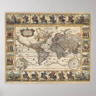 Vintage World Map Poster