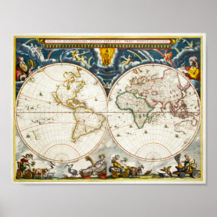 Vintage World Map Poster