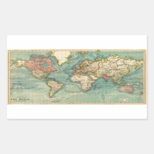 Vintage World Map Rectangular Sticker