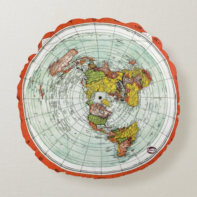 Vintage World Map Round Cushion (Front)