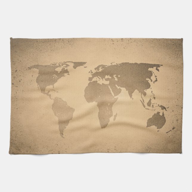 Vintage world map tea towel (Horizontal)