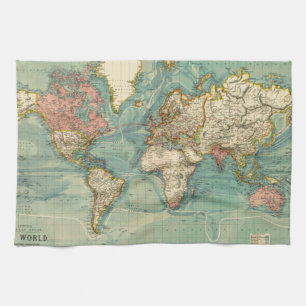 Vintage World Map Tea Towel