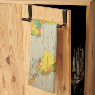 Vintage World Map Tea Towel