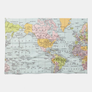 Vintage World Map Tea Towel