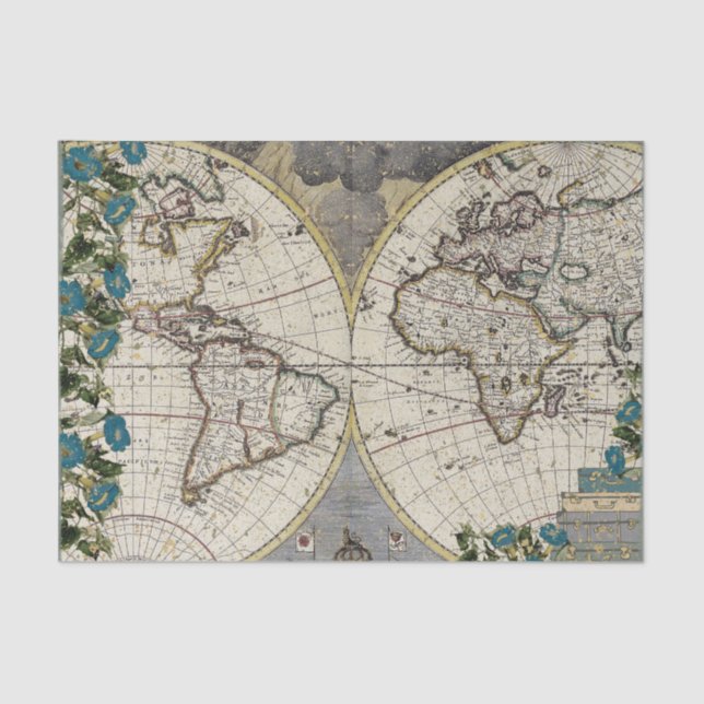 Vintage World Map Tissue Paper (Front)