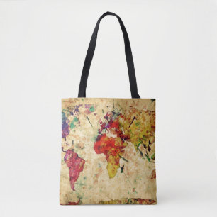 Vintage world map tote bag