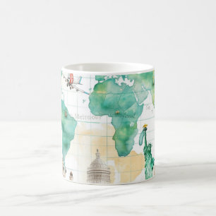 Vintage World Map Travel Adventure Design Coffee Mug