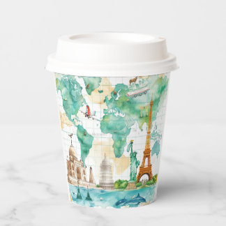 Vintage World Map Travel Adventure Design Paper Cups