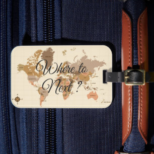 Vintage World Map Where To Next Adventure Luggage Tag