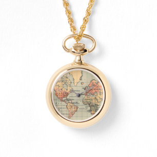 Vintage World Map Wrap Watch