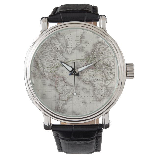 Vintage World Telegraph Lines Map (1855) Watch (Front)