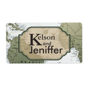 Vintage world travel themed wedding labels