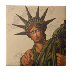 Vintage World War 1 Era Poster Statue of Liberty Tile