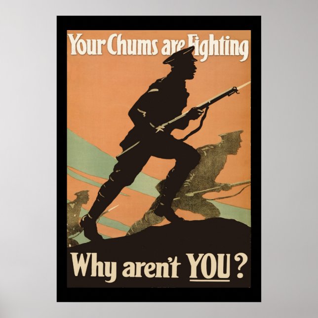 Vintage World War 1 Military Recruitment Chums Poster (Front)