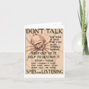 Vintage World War 1 Poster Design Talk Spider Spie Card