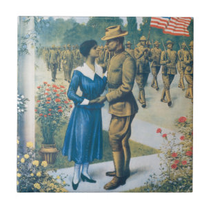 Vintage World War I Era: Coloured Man Is No Slacke Ceramic Tile