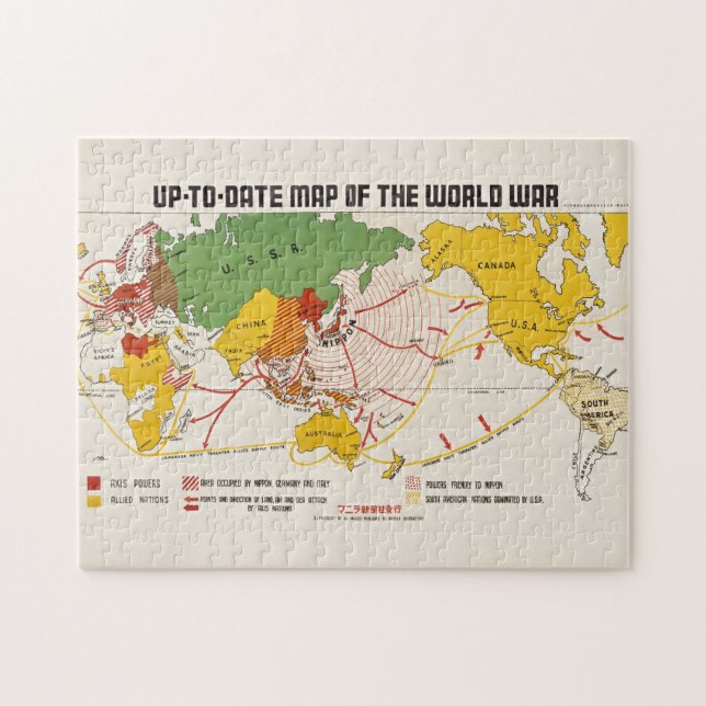 Vintage World War II Map Jigsaw Puzzle (Horizontal)