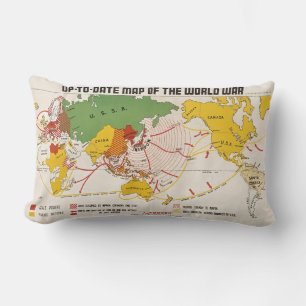 Vintage World War II Map Lumbar Cushion