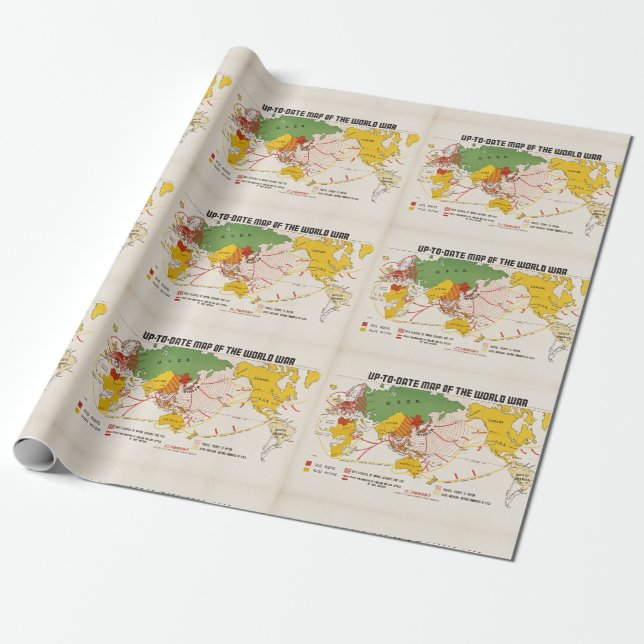Vintage World War II Map Wrapping Paper (Unrolled)