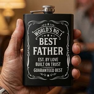 Vintage Worlds No 1 Best Father Typography Design Hip Flask