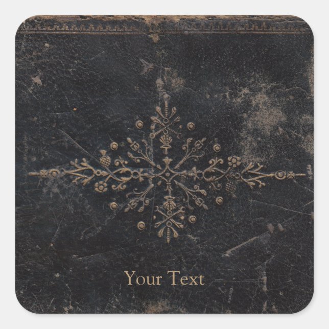 Vintage Worn Fleur-de-lis Book Cover Square Sticker (Front)