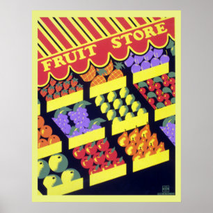 Vintage WPA Fruit Store Poster