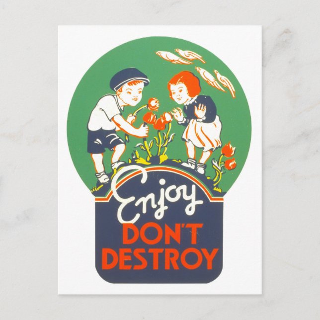 Vintage WPA Poster "Enjoy, Don't Destroy" Postcard (Front)