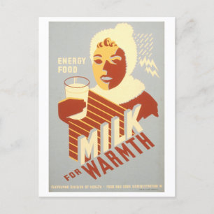 Vintage WPA Poster Milk for Warmth Postcard