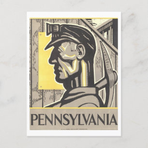 Vintage WPA Poster: Pennsylvania Coal Miner Postcard