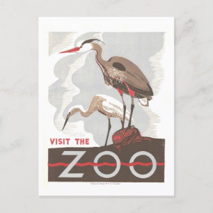 Vintage WPA Poster: "Visit the Zoo" Postcard