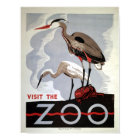Vintage WPA Visit the Zoo Heron and Egret