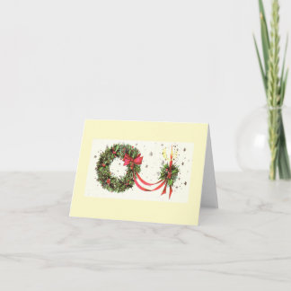 Vintage Wreath And Candle Christmas Card