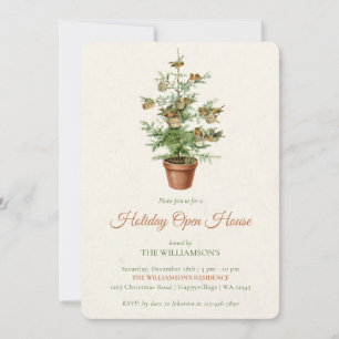 Vintage Wreath Christmas Open House Invitation