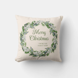 Vintage Wreath Script Christmas Cushion