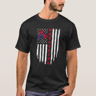 Vintage Wrestling American Flag Distressed Wrestle T-Shirt