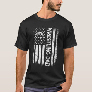 Vintage Wrestling Dad USA Flag Retro Fathers Day D T-Shirt