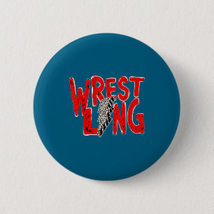 Vintage wrestling mum dad leopard lightning 6 cm round badge