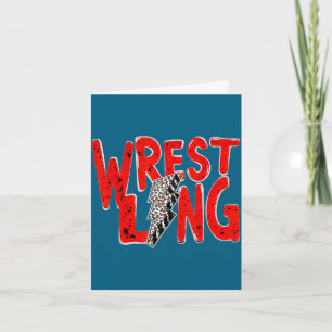 Vintage wrestling mum dad leopard lightning card