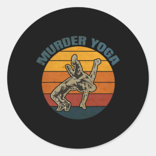 Vintage Wrestling Murder Yoga Whistler Humour Classic Round Sticker