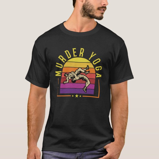 Vintage Wrestling Murder Yoga Whistler Humour T-Shirt (Front)
