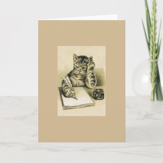 Vintage Writer Cat Note Card (Front)