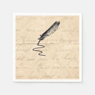 Vintage Writer’s Feather Quill Napkin