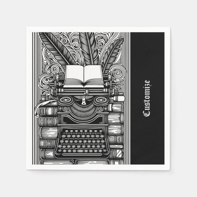  Vintage Writer's Theme 3  Napkin (Front)