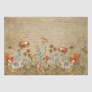 Vintage Writing and Flowers Shabby Chic Decoupage Tissue Paper